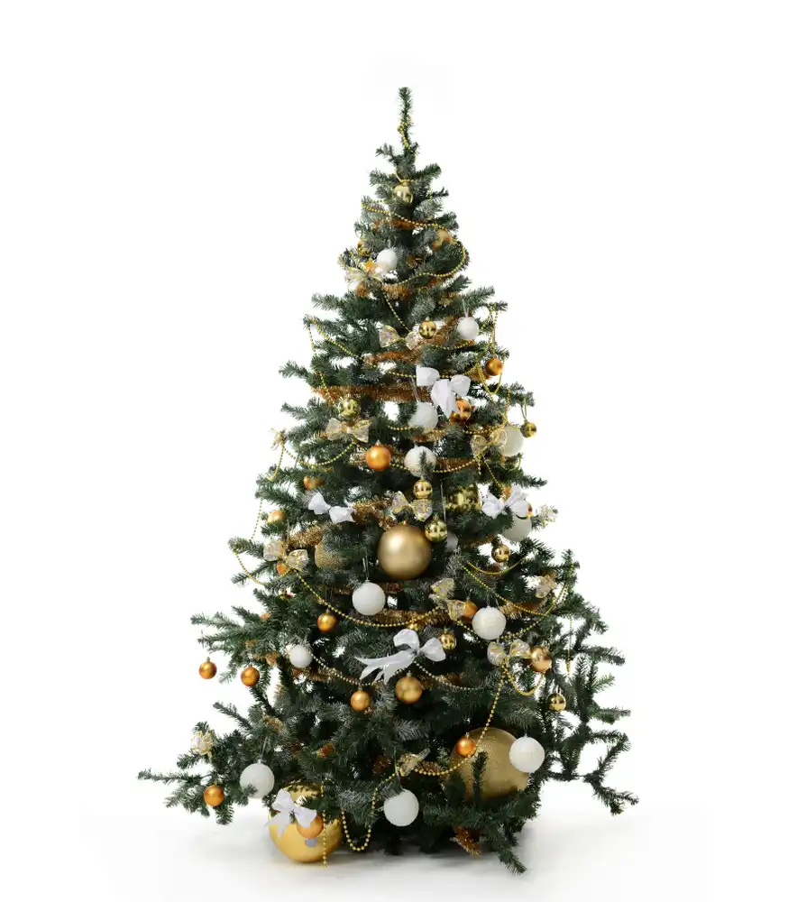 Karácsonyfa díszítés ötletek - Fehér, arany karácsonyfa